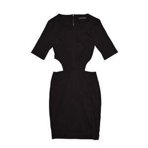 DAVID LERNER $225 Half Sleeve Cut-Out Sides Stretch Pencil Dress Black XS